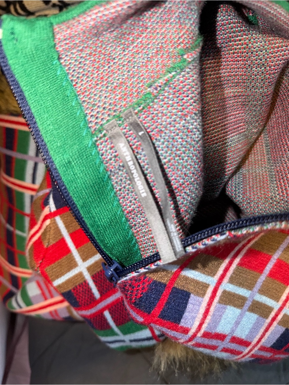 Anthropologie Green Red Plaid Knit Mini Dress - Picture 8 of 8